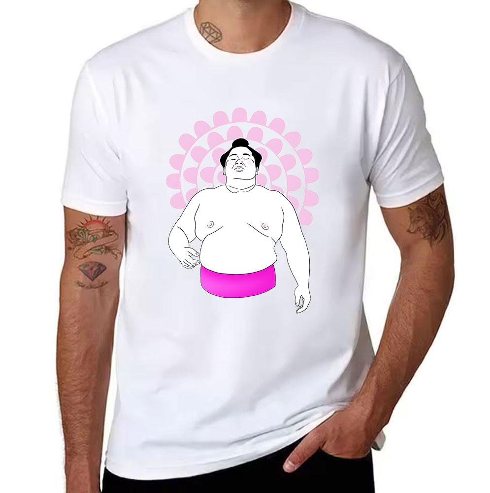 Unisexs Cotton Tshirt Sumo Wrestler Graphic Print Casual Short Sleeve Tee For Daily Wear