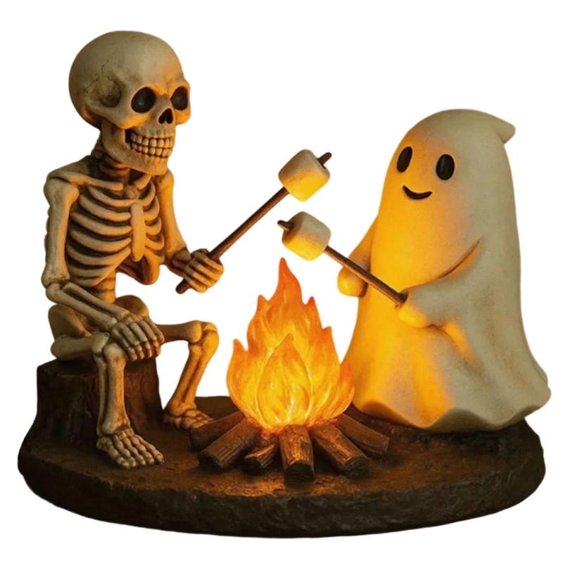 

Specter Glowing Skull And Specter Light Resin Craft For Halloween Home Decorate Mysterious 1