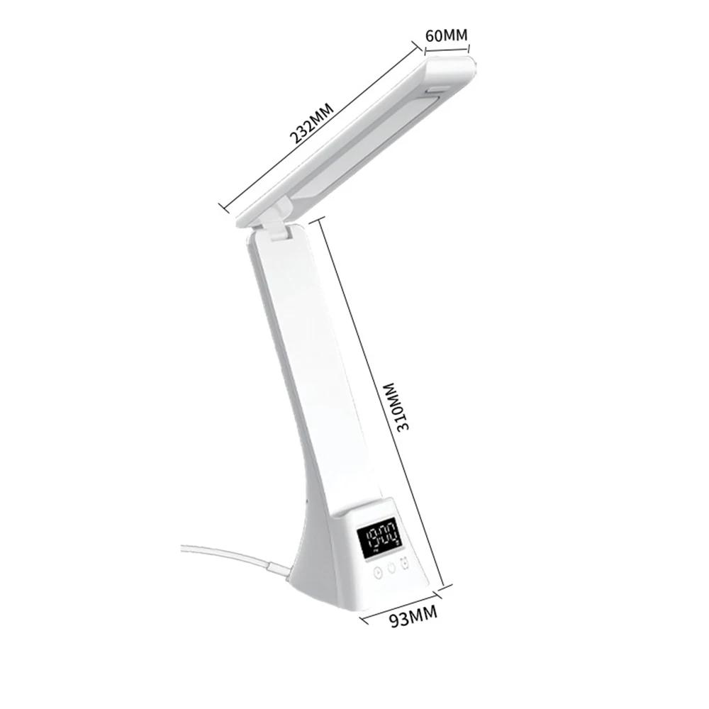15W Eyes Protection Led Desk Lamp with Wireless Charging Temperature Alarm Clock Dimmable Touch Foldable Lamp Reading Light