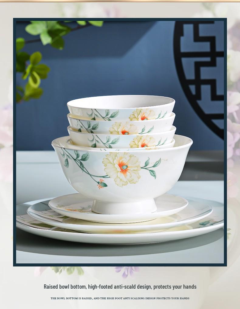 Tangshan Bone China New Chinese Style Tableware Set: Bowls and Plates Collection
