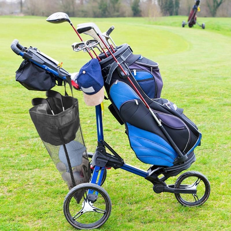 Convenient Golf Cart Organiser Bag Secure Buckles Breathable Mesh and Oxfords Fabric with Drawstring Closure