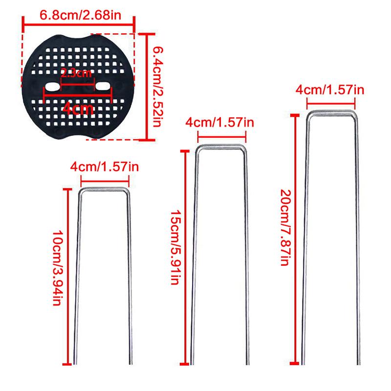 U-Type Garden Staples With Pads Metal Fence Tubing Stakes Galvanized Landscape Spikes For Holding Lawns Barrier Ground Nails