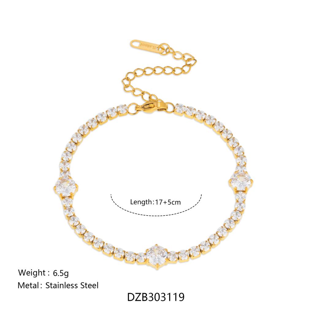 NEW VINTAGE BLINGBLING TEAR DANGLE TENNIS ZIRCON PRINCESS IDOL BRACELET Dazan HOT 18k Gold Plated Stainless Steel Lady JEWELRY