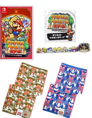 Paper Mario RPG Switch Set di 2 Asciugamani Viso Mario Motivo e Nastro di Mascheratura Finale - + (Motivo Mario) + Fustellato