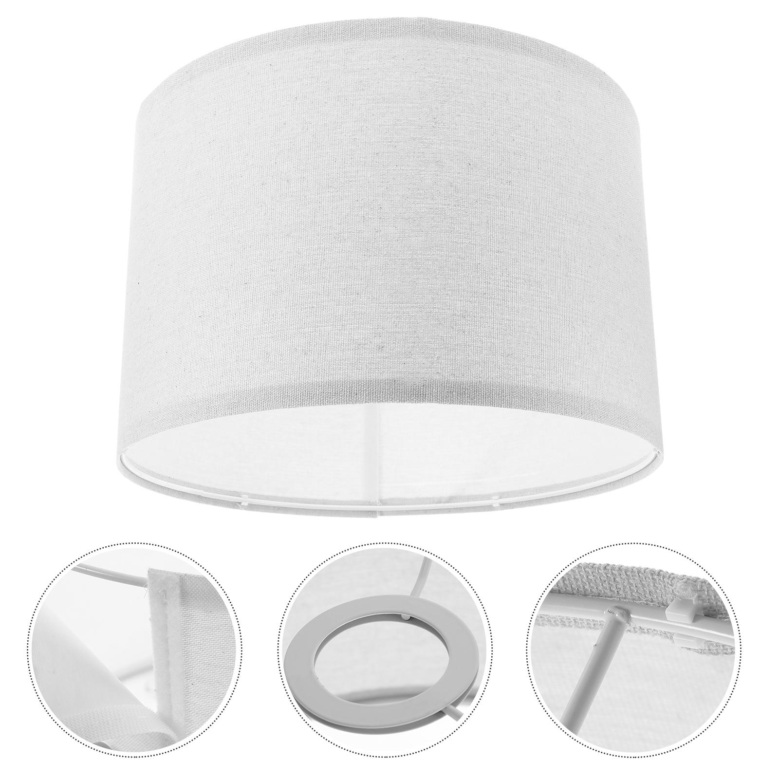 

Chandelier Fabric Lampshade Barrel Shades Accessory Vintage Drum White Wall Light білий
