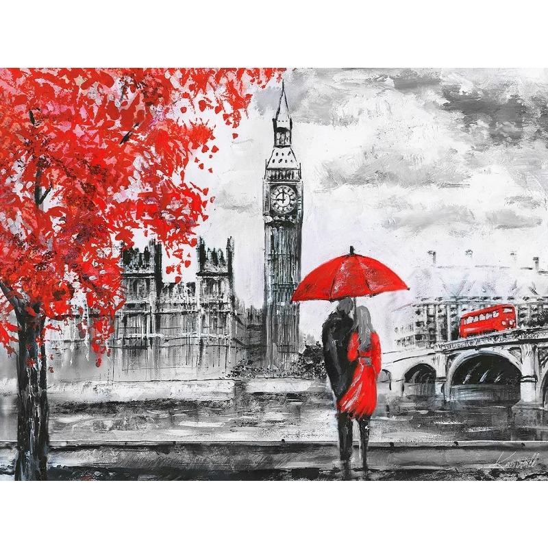 Paris Couples Walking Landscape Canvas Art Painting Modern City Abstract Eiffel Tower Watercolor Graffiti Poster Wall Home Decor