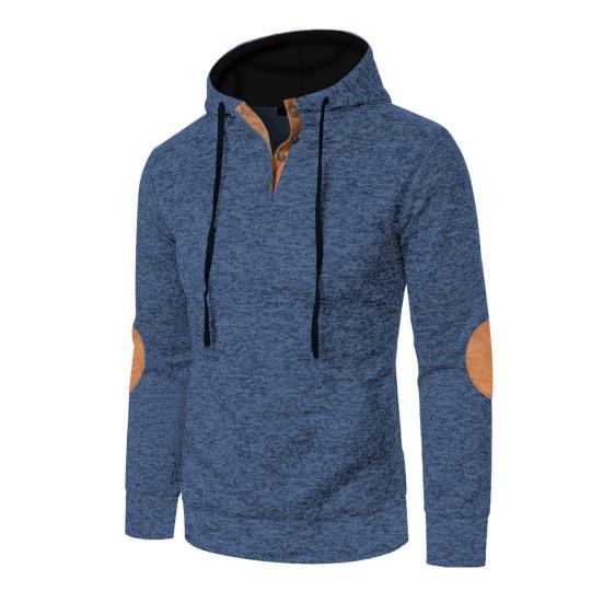 Men Fleece Lined Hoodie Warm Casual Sweatshirt with Button Hood Cozy Thickened Pullover for Autumn Winter Daily Wear Sports School Street