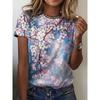 Summer Women's New Loose 3D Printing Round Neck Casual Large Size Women's T-shirt