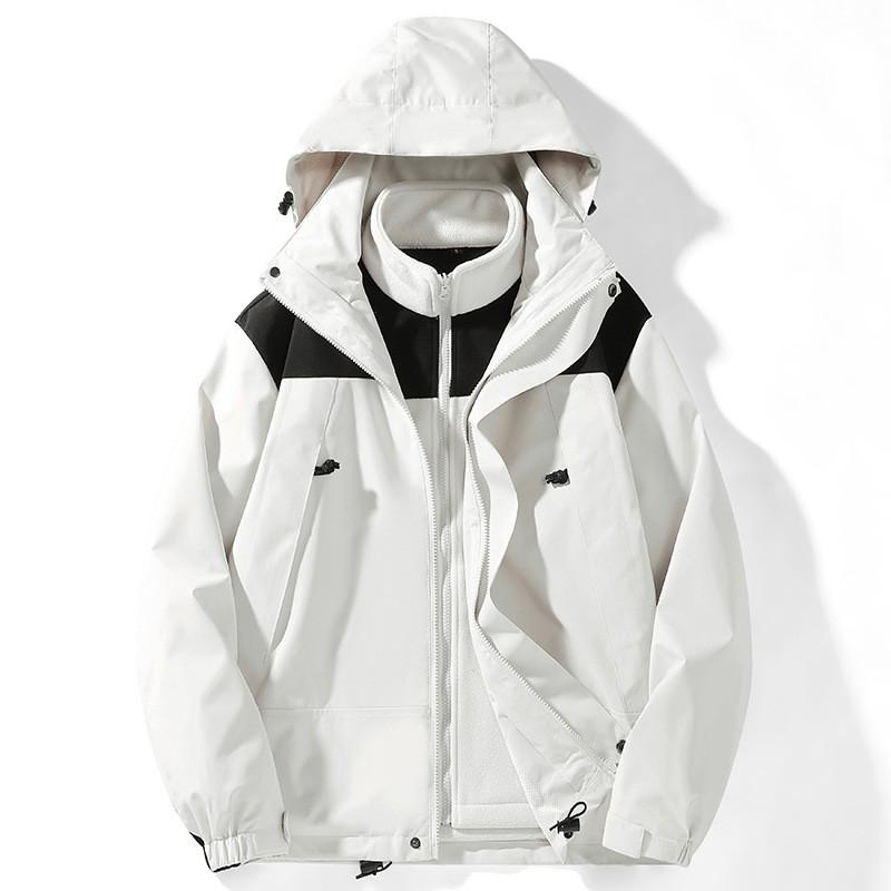 Herren Damen 3-in-1 Abnehmbare Winddichte Wanderjacke mit Fleecefutter Outdoor Abenteuer Winter