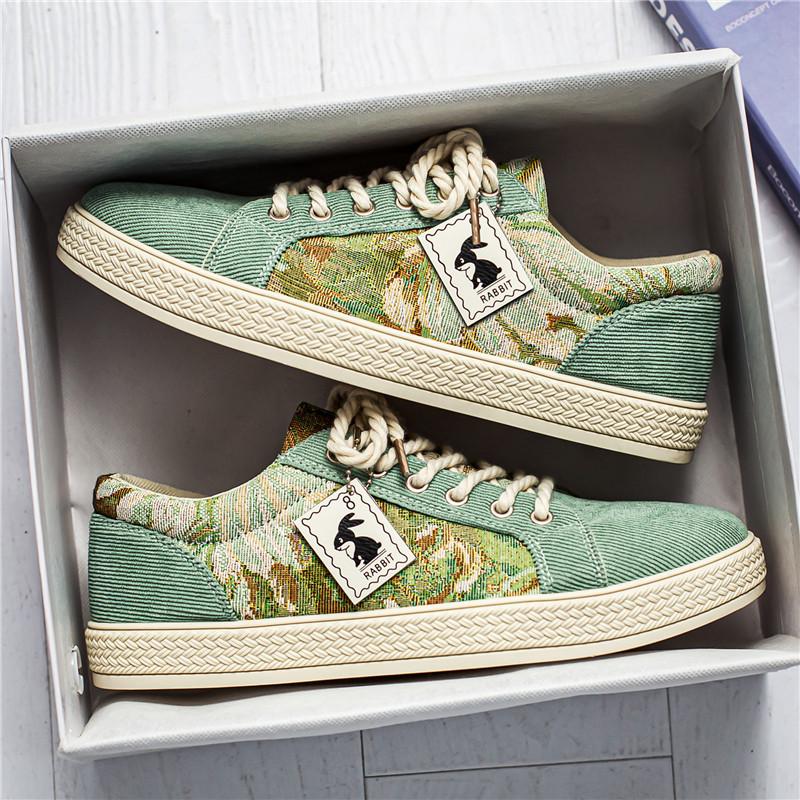 

Европейская станция мужская обувь летняя дышащая молодежная интернет знаменитость tide бренд нишевая личность дизайн парусиновая доска обувь повседневная tide обувь 39 зелёный