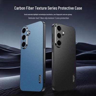 Samsung S25 Ultra Frosted Carbon Fiber Case with S24 FE Lens Drop-Proof Protection