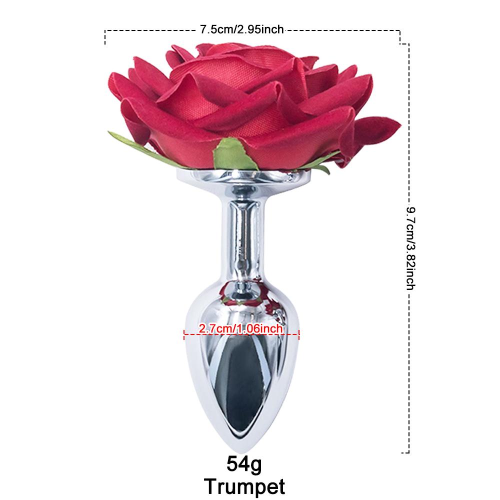 Rose Flower Shaped Metal Anal Plug Prostate Massager G-point Climax Stimulator Butt Plug Anal Trainer for Couples Men Women 18+