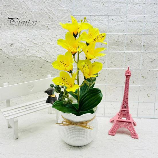 Simulation Magnolia Flower Artificial Potted 7 Head Home Office Living Room Table Centerpiece Wedding Faux Floral Plants Bonsai Indoor Outdoor Desktop