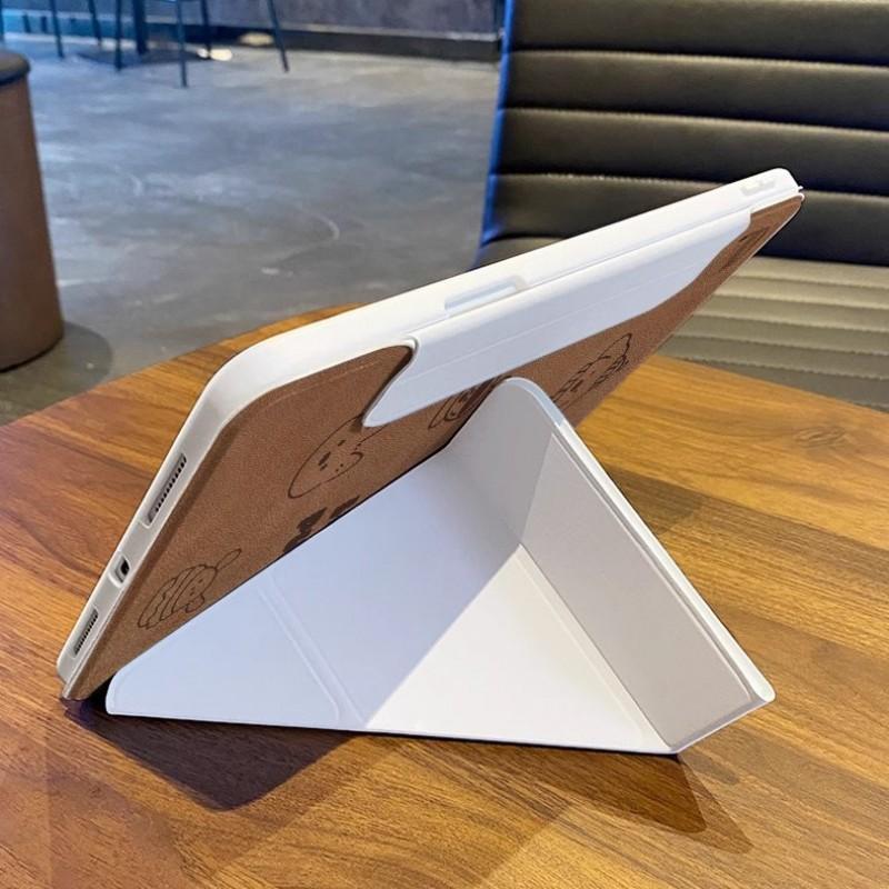 Magnetic Detachable IPad Case With Grid Line Dog Design Mini 7 Air 6 10th Gen TPUPC Shockproof Stand Cover