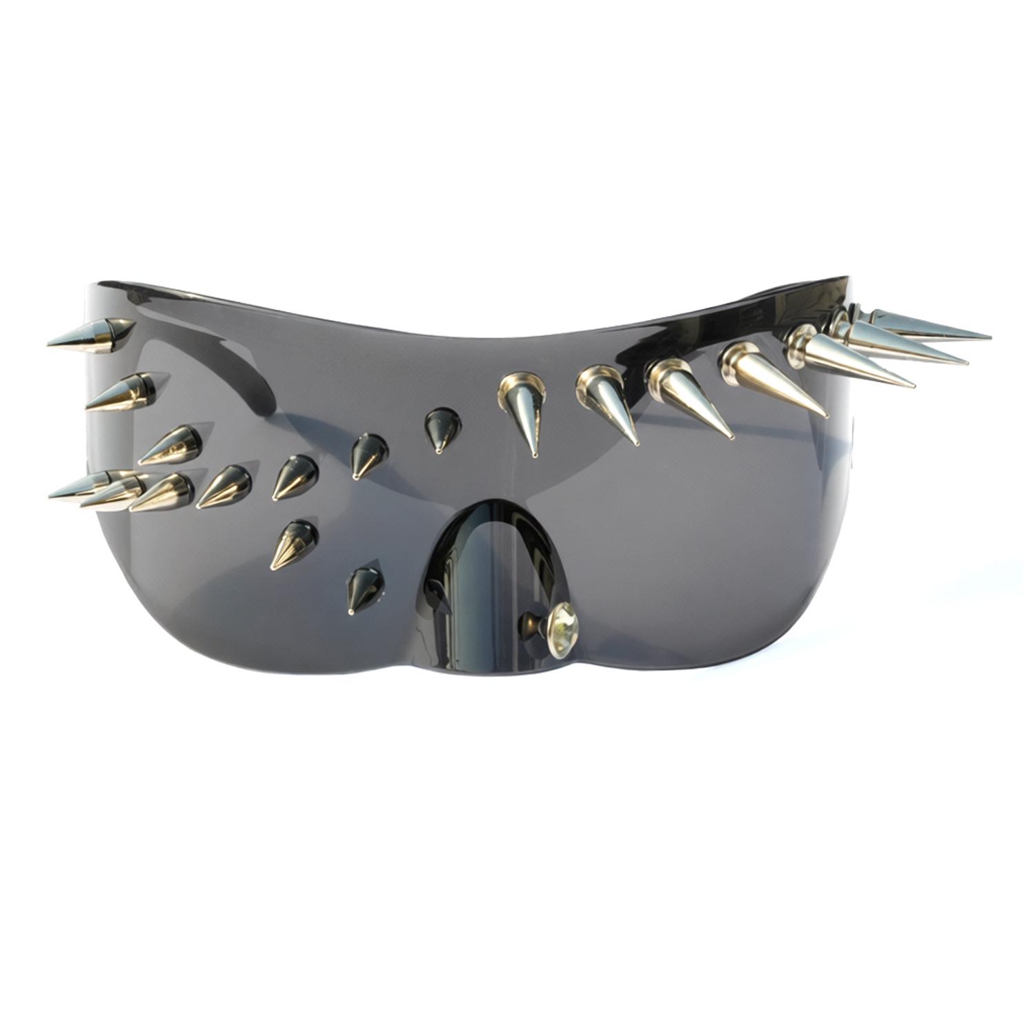 Cyberpunk Rhinestone Dance Glasses - Trendy Rivet Style Sunglasses