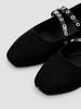 Black Double Buckle Strap Mary Jane Shoes, Retro Silver Ring Buckle Design