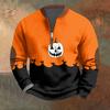 Halloween Print - Men's Loose, Casual, Versatile Round-neck Multi-color Pullover Hoodie