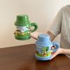 Ceramic Cup High Value Mug with Lid Office Household Water Cup Practical Hand Souvenir Gift for Friends and Customers