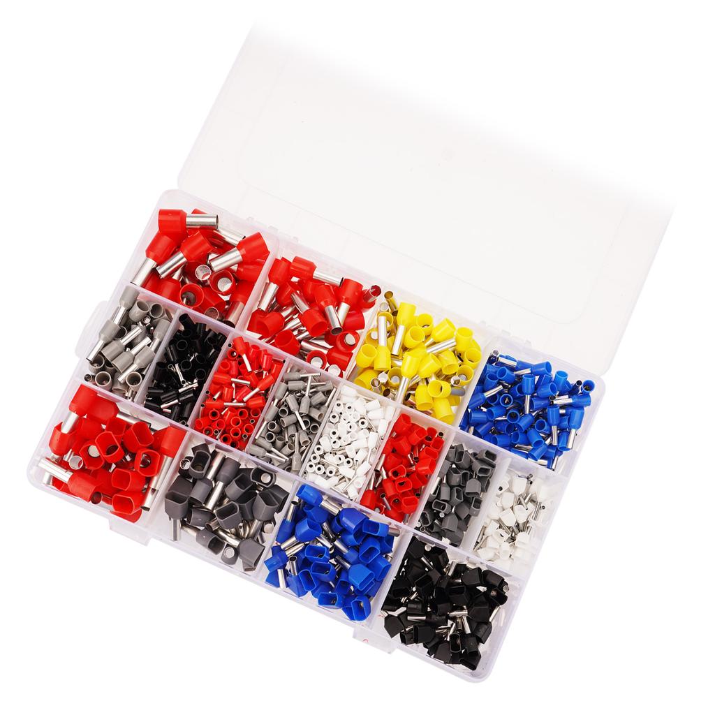 Pack of 1200 Insulated Sleeves Set Multicoloured Wire End Ferrules Assortment Wire End Ferrules Set 0.5 mm2-16 mm2