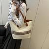 Large-capacity Woven Tote Bucket Bag Women's 2025 New Fashion Shoulder Bag Delivery Commuter Bag