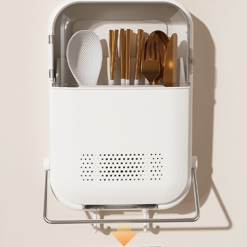 With Lid Flip Top Chopstick Storage No Punching Kitchen Wall Mounted Storage Box  Space Saving