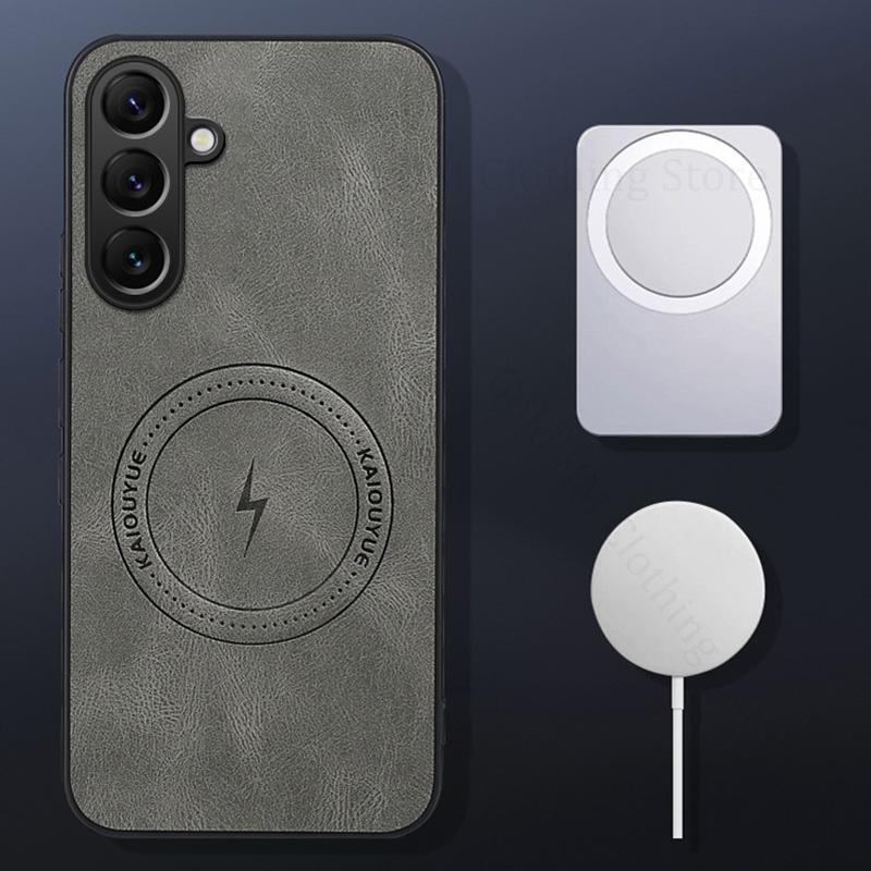 Shell Shockproof Leather Phone Soft Bumper Case For Samsung S25 Edge Magnetic For Magsafe Protective Back Cover For Galaxy A06 A56 A36 A54 Shell