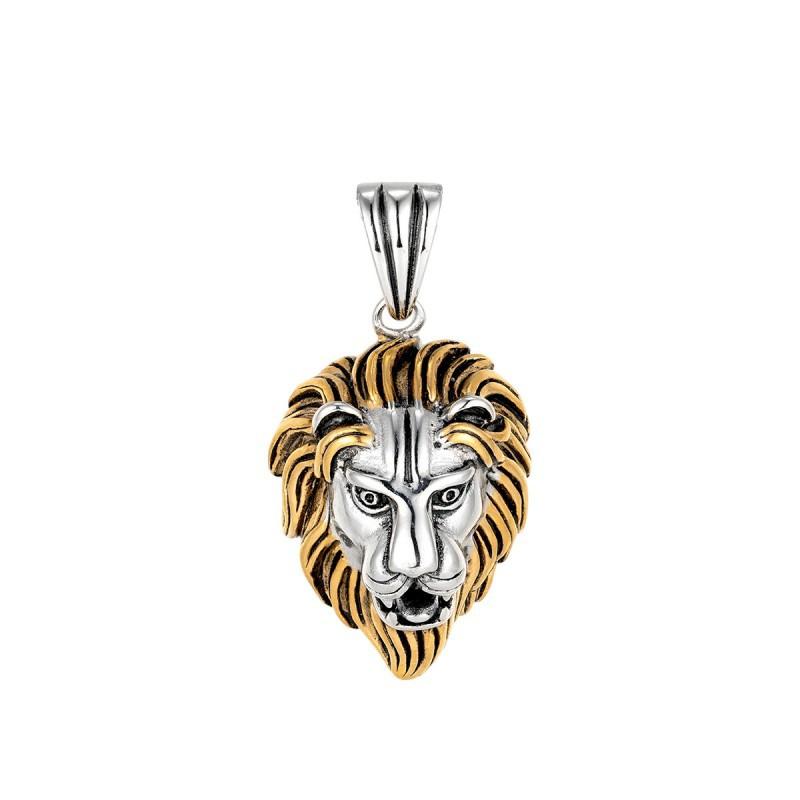 New Personalized Domineering Trendy Men s Stainless Steel Lion Head Pendant European American Gold Black Necklace Accessories In Stock