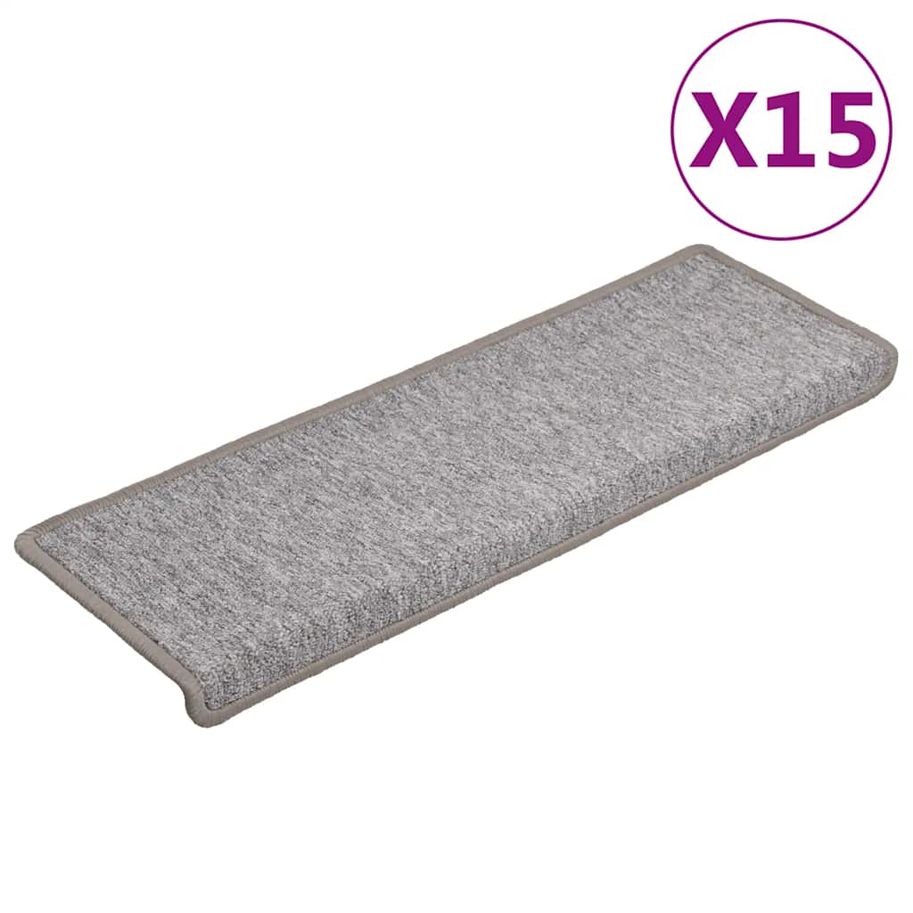 Vidaxl Maty Na Schody 15 Szt. 65X21X4 Cm Jasnoszary Prostokątny Brzeg