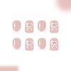 24 Pcs White French Tip Press On Nail Short Square False Nail Sweet Bows Acrylic Nail Glossy Full Cover Stick on Nail
