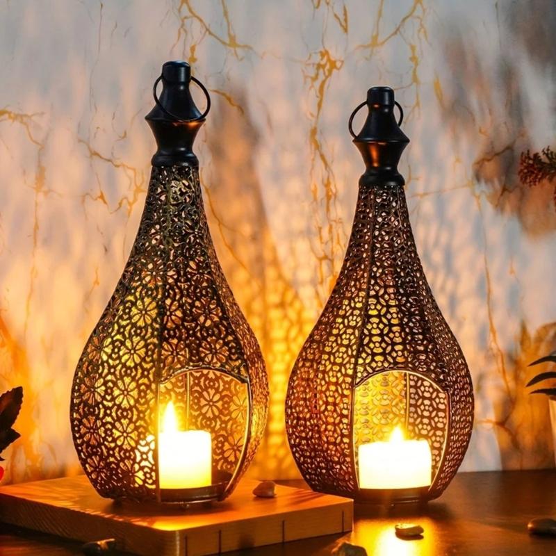 Eisenlaternen Kerzenhalter Schaffen bezaubernde Lichtmuster für Wohnatmosphären im Wohnzimmer