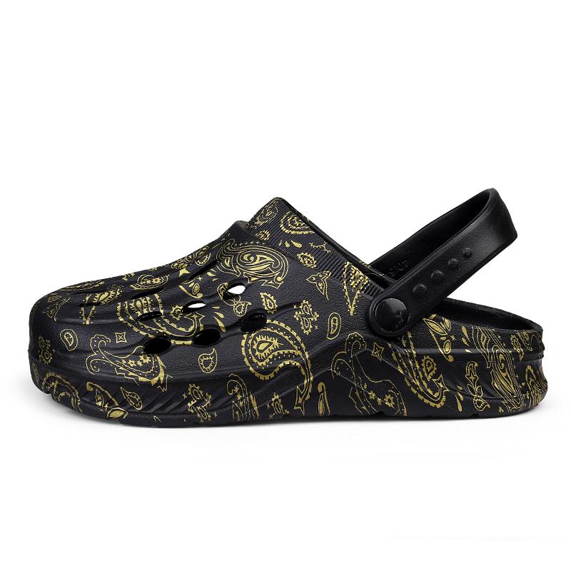 

Модные мужские повседневные тапочки EVA легкие дышащие утолщенные мягкие подошвы сандалии нескользящие мужские сандалии два способа их носить 44-45 чёрный