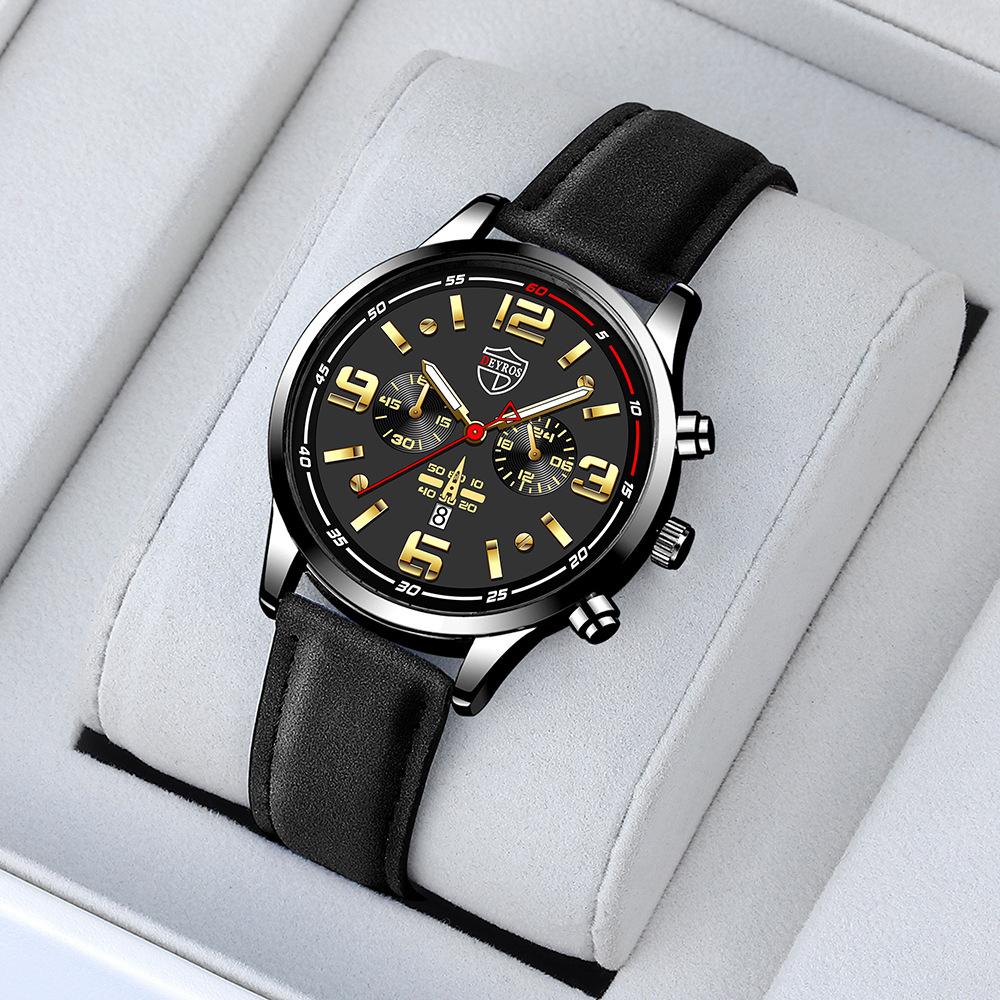 Fashion Men's Watch Fashion Leather Quartz Watch Large Dial Digital Watch Classic Business Watch Men's Calendar Watch Student Men's Watch