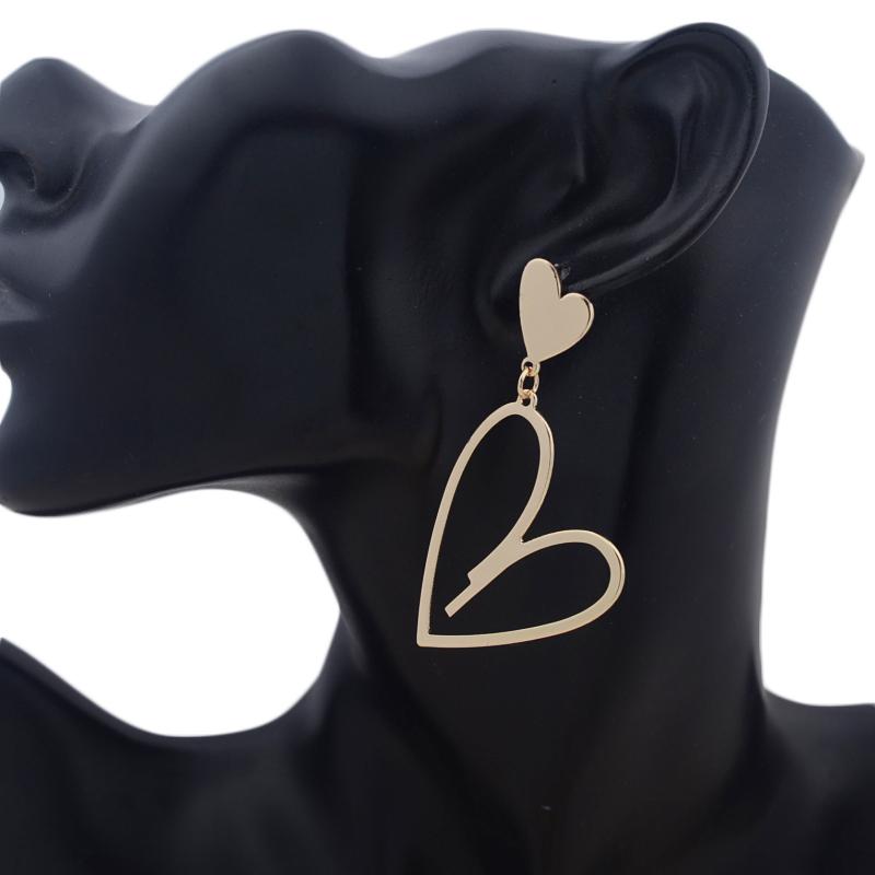 New Trendy Heart Pendants Women's Hanging Earrings Double-layers Love Heart Dangle Earrings Lovely Bohemian Ear Jewelry
