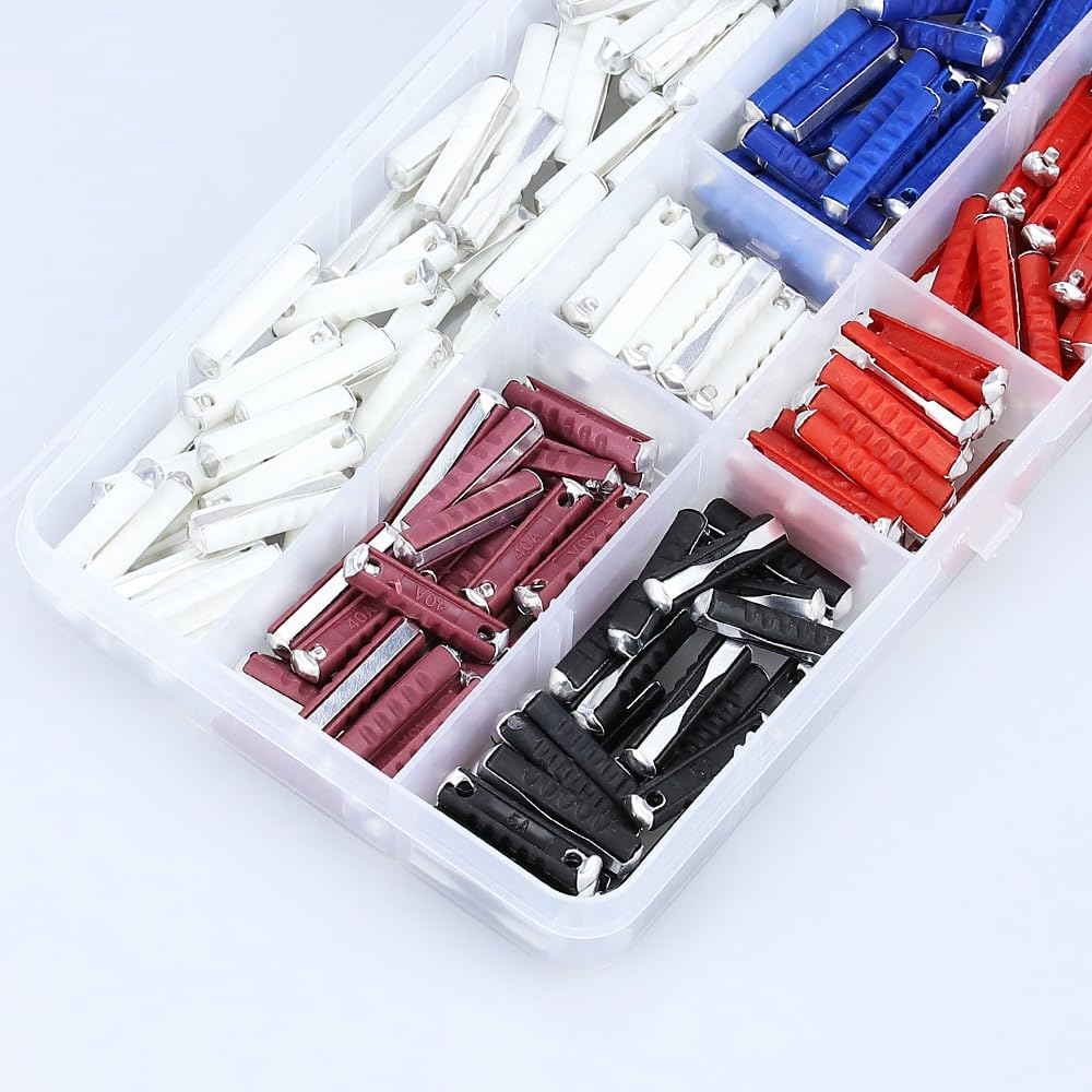 Glvaner 200pcs European Fuse Car Fuse 5A 8A 16A 25A 40A Kit Car Fuse