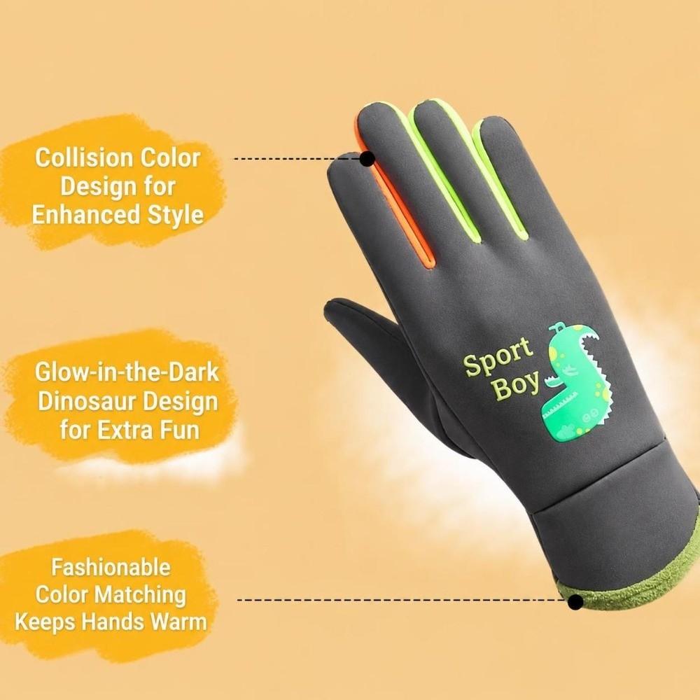 Windproof Kids Winter Gloves Dinosaur Pattern Kids Cycling Gloves Winter Activities
