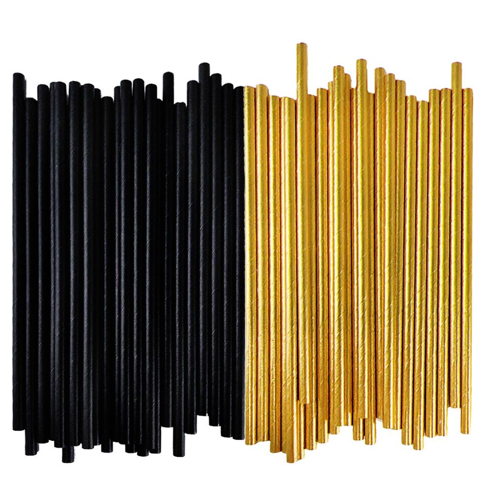 

50/100pcs Black Gold Foil Paper Straws Disposable Drinking Straw Biodegradable Cocktail Straws Birthday Wedding Party Supplies 50pcs светло-зеленый