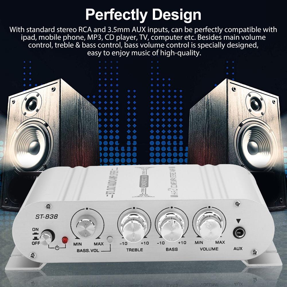 Car Audio Stereo Speaker Hifi Power Amplifier Home Subwoofer 2.1 Channel Audio Output 12v 400w Audio System Car Accessories 838