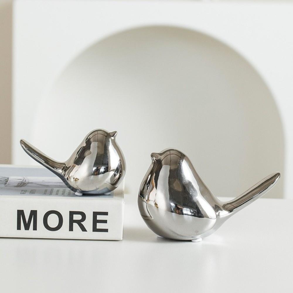 Nordic Style Bird Sculpture Modern Bookshelf Bird Ceramic Figurines Black White Art Deco Animal Statue Ornaments Table Display