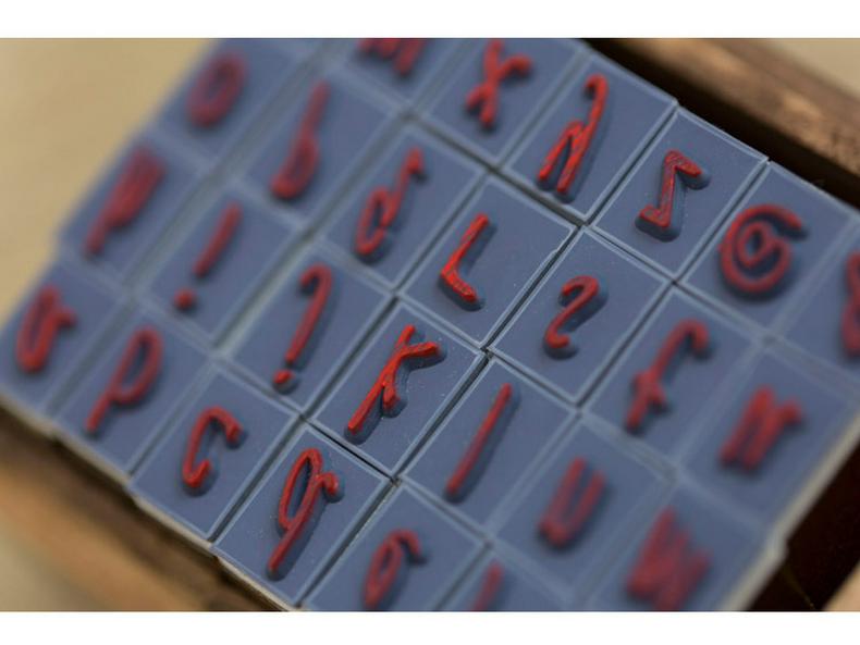 Retro Wooden Box Set: Uppercase & Lowercase English Alphabet and Number Stamps
