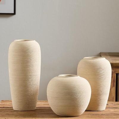 Vintage Wabi-sabi Keramikvase: Grobkeramik im Antikstil für Wohnzimmer-Blumenarrangements