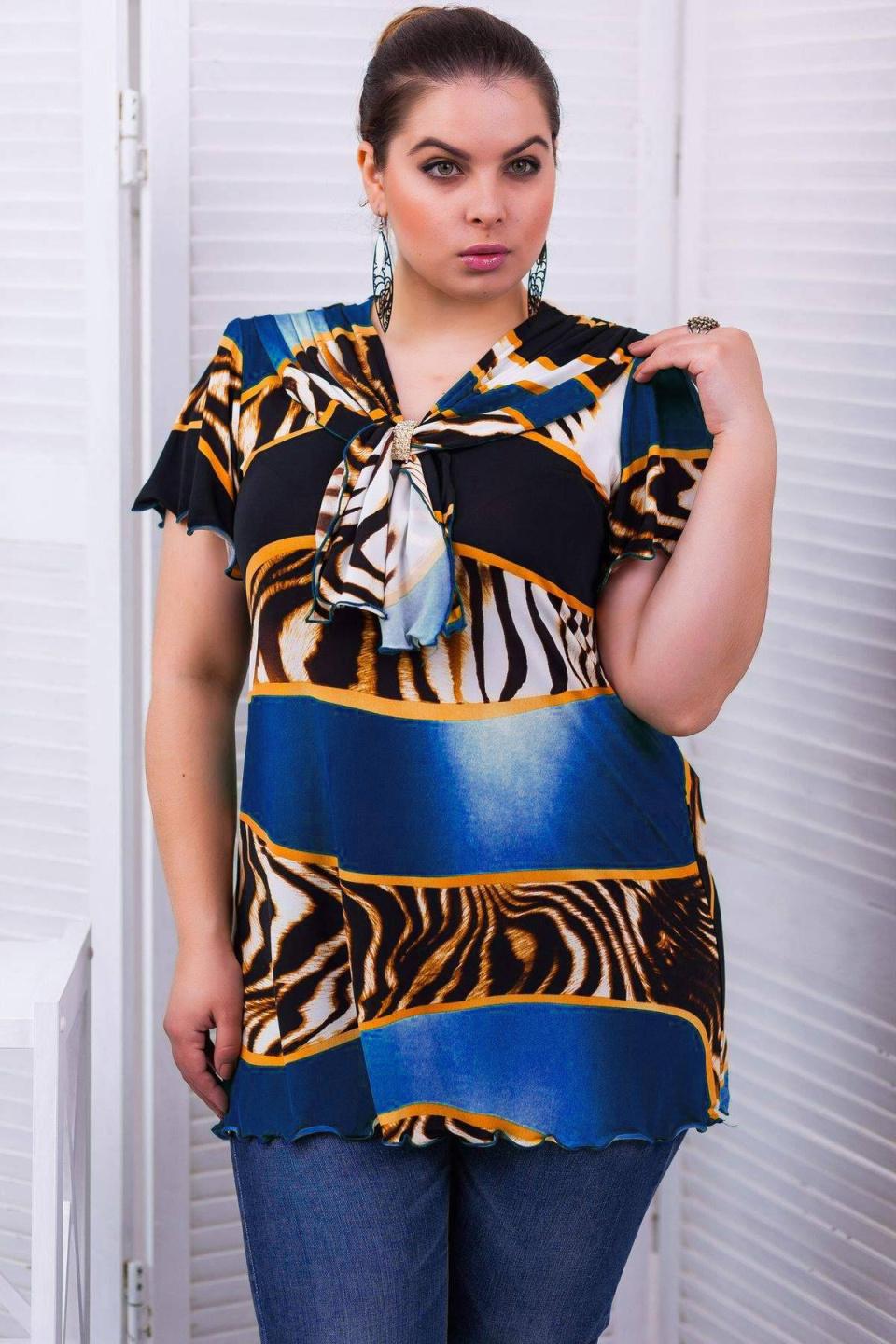 

Туніка з коротким рукавом принт зебра Tatiana ЛЕЙЛА XXL синій