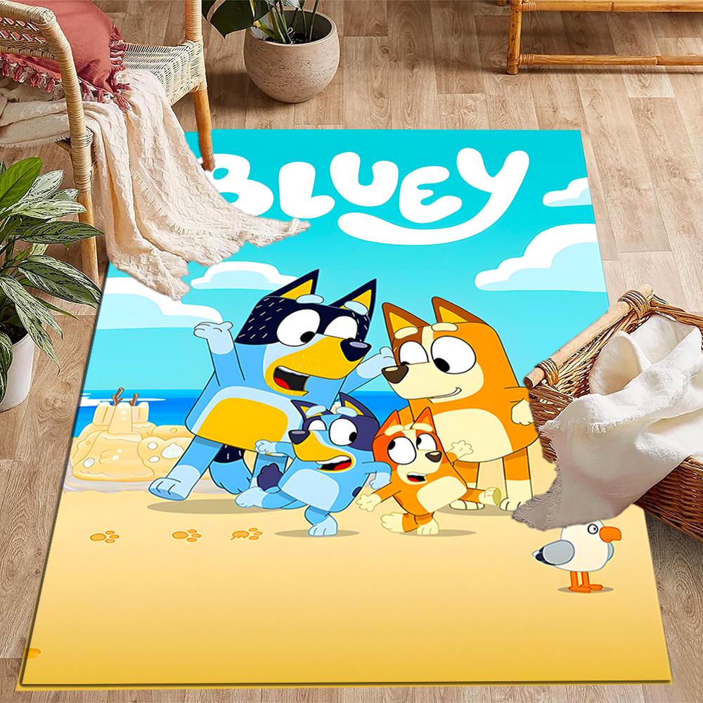 Tappeti Antiscivolo a Tema Bluey's Bus Adventure - Arredamento per la Casa in Poliestere, Adatti per Camere da Letto, Soggiorni, Ingressi, Studi e Decorazioni
