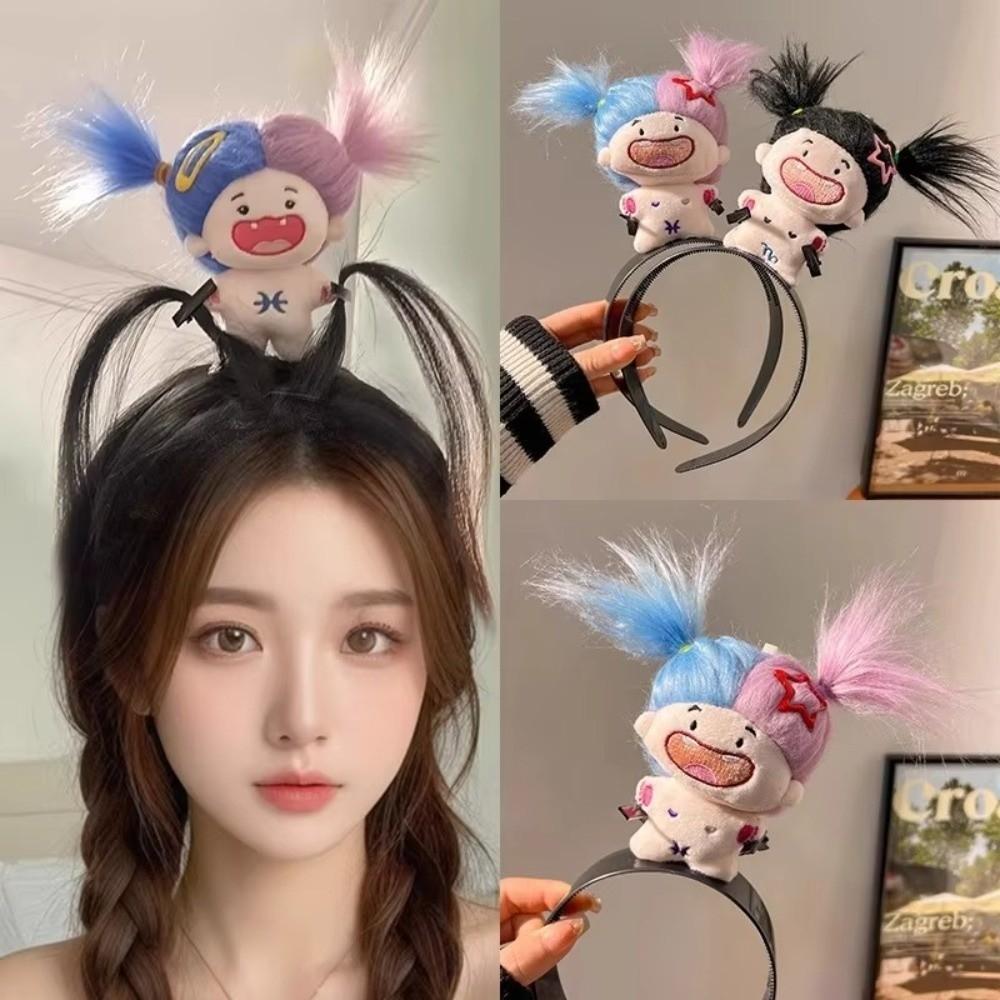 New Wash Face Cartoon Hairband Headpiece Women Girl Hair Accessories Funny Doll Headbands Soft Headwear Headband