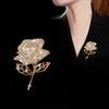 Elegant Rhinestone Rose Brooch: Sparkling, High-Grade, Versatile Pin for Suits and Anti-Exposure Fixing.