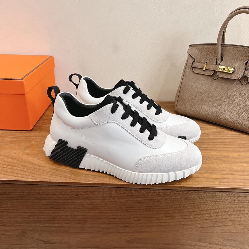H Fashion Casual Sports Shoes Early Spring Leather Men's and Women's Flat Running Shoes