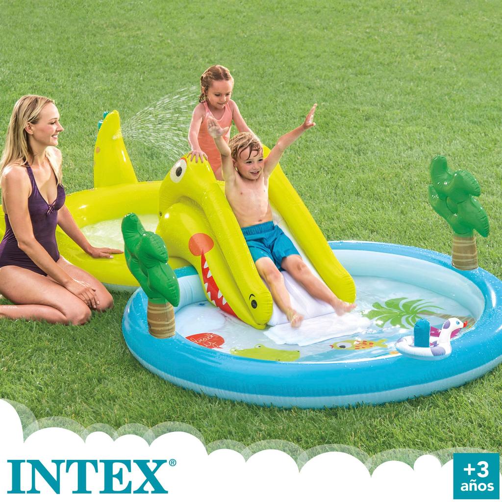 INTEX Gator Play Center Pool with Slide, Round, 57164