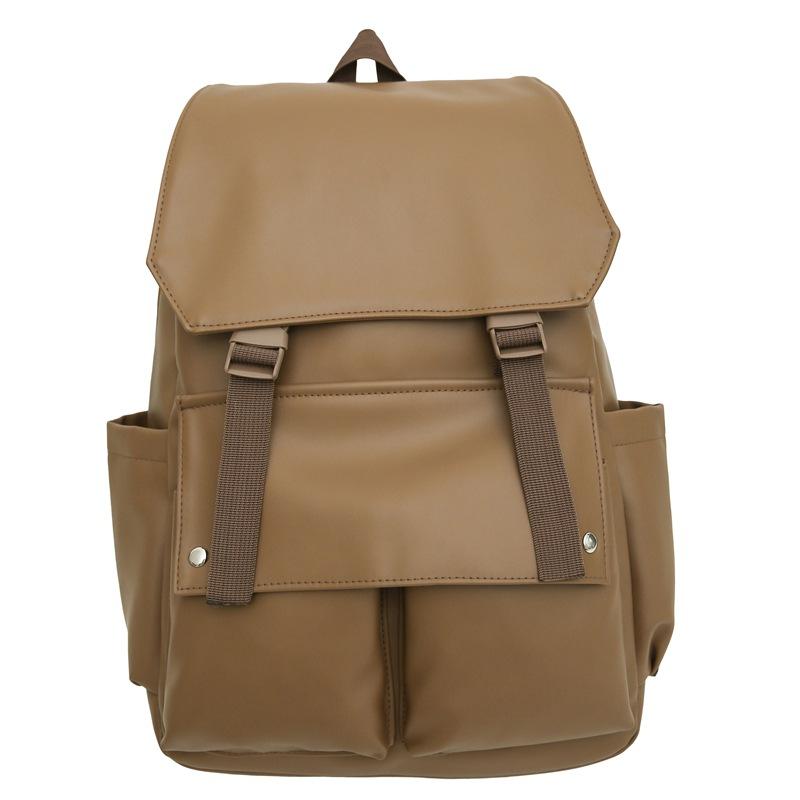 

PU рюкзак для пары большой емкости женский школьный рюкзак мужской рюкзак коричневый