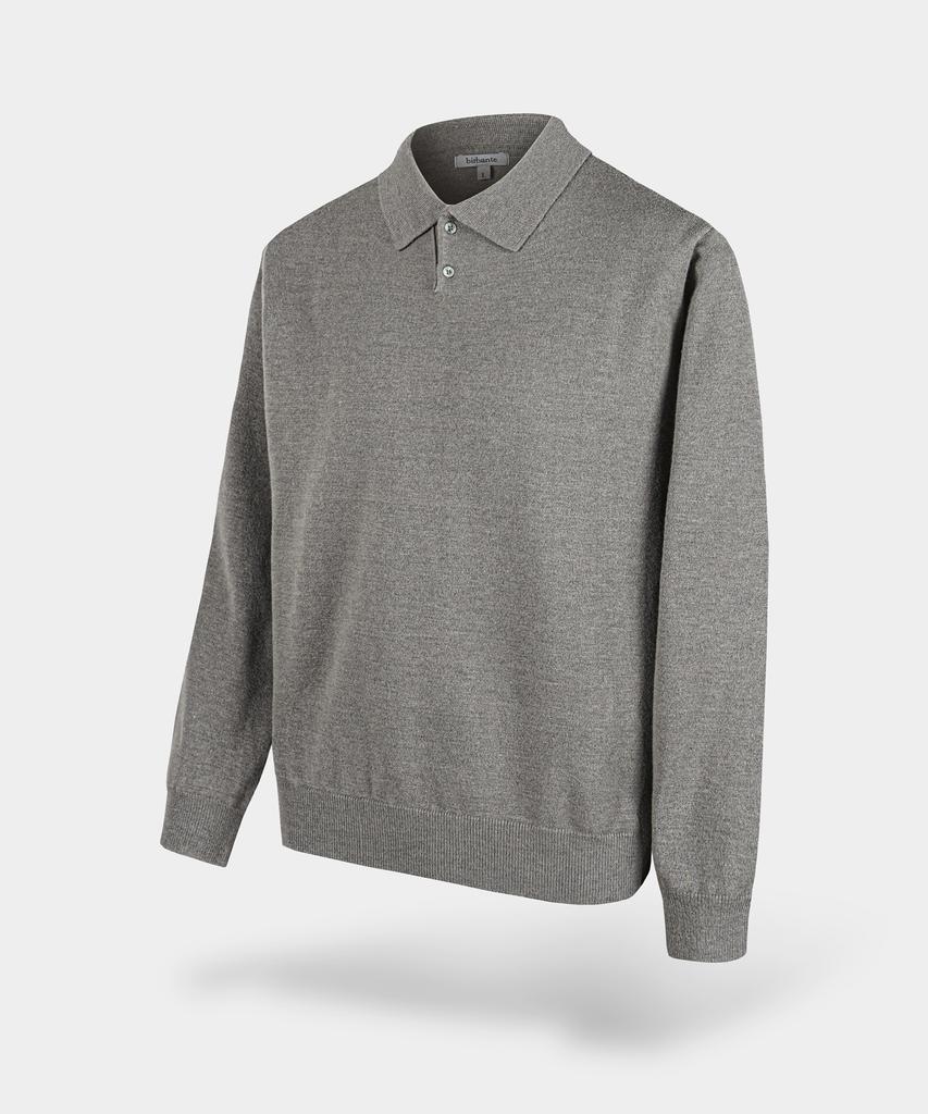 BIRBANTE Soft Washable Collared Knit - Melange Beige