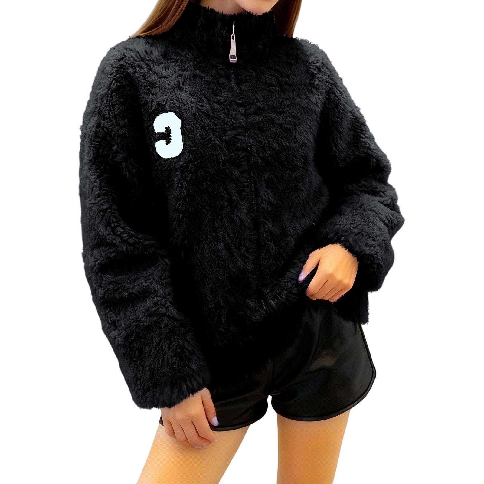 

Женское модное и повседневное пушистое пальто с длинными рукавами L