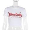Summer new slim-fit open-navel versatile T-shirt European and American fashion printed short-sleeved top